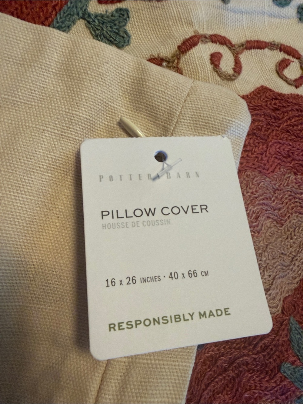Pottery Barn Paige Suzani Embroidered Lumbar Pillow Cover 16” x 26” - Picture 5 of 7